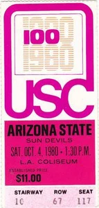 19-4-80 ARIZONA STATE SUN DEVILS VS USC TROJANS FOOTBALL TICKET STUB - Picture 1 of 1