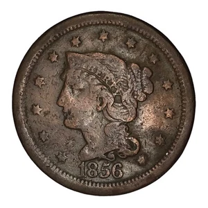 1856 1C Braided Hair Large Cent F # - Bild 1 von 2