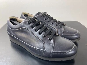 BRIONI Italian Black Leather Sneakers US 7 e40 - Picture 1 of 7