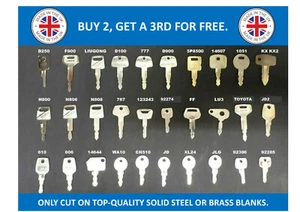PLANT KEYS 1051 92274 BO6 787 14607 10FS LU3 KUBOTA KOMATSU DOOSAN THWAITES ETC - Picture 1 of 3