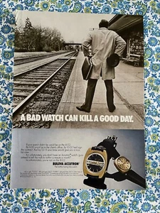 Vintage 1973 Bulova Accutron Print Ad Man Train A Bad Watch Can Kill A Good Day - Bild 1 von 7