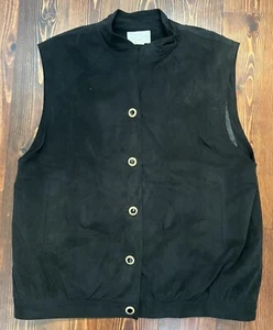 Vintage 80’s 90’s Da Rue Of California Black Faux Ultra Suede Vest Size 14 - Picture 1 of 7