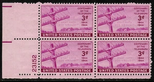 US USA Sc# 924 MNH FVF PLATE# BLOCK Telegraph Wires Pole Morse Farm - Picture 1 of 1