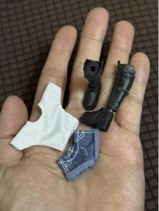 1/12 Scale White T-shirt Denim Shorts Pants Set for 12'' Female Figma Figure - Picture 1 of 13