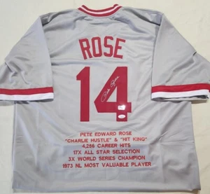 PETE ROSE signed Custom Jersey auto autograph certified size XL W/ STATS - Picture 1 of 2