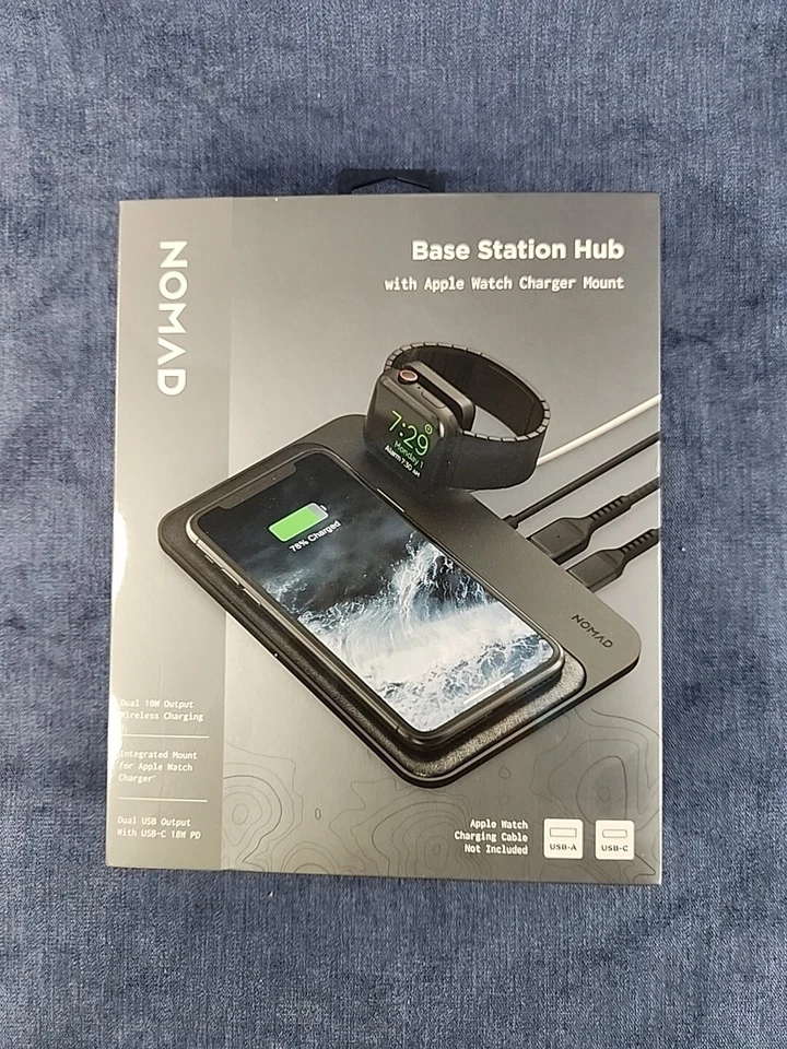 Nomad - 5-in-1 10W Wireless Charging Pad for Apple Watch and iPhone NIB u-2B - Image 1 of 4