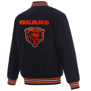 Chaqueta reversible de lana de diseño de los Chicago Bears JH con logotipos bordados de la NFL  - Imagen 1 de 6