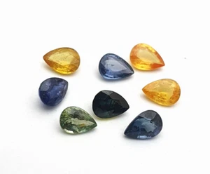 Natural Multi Sapphire Pear Cut Loose Gemstone Lot 8 Pcs 5*7 MM 7.30 CT - Picture 1 of 4