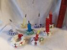 8 VTG Handmade Beaded  Christmas Ornaments - 7 Candlesticks & A Wreath