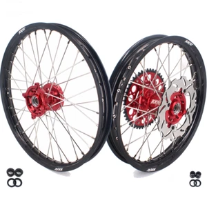 KKE 21/19 CNC MX Wheels Rims fit Suzuki RMZ250 2019-2025 RMZ450 2018-25 Red Hubs - Bild 1 von 11