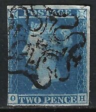 GB SG14f QV 1841 2d Blue Used, Numeral 1 Maltese Cross