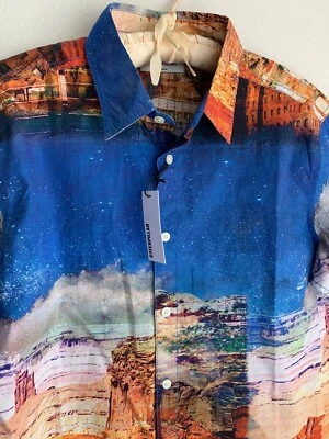 NWT M Caterpillar Canyon Photo Button Shirt Southwest Star Building Medium CAT - Image 1 of 4