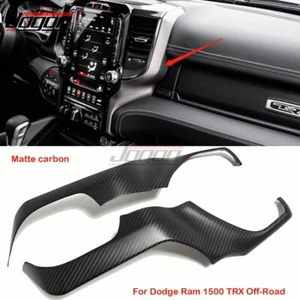 Matte Carbon Side Console Navi Dash Cover For Dodge Ram 1500 TRX Off-Road 2019+ - Picture 1 of 9