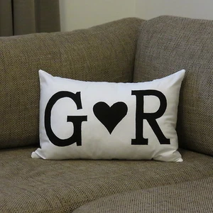 PERSONALISED WEDDING OR ANNIVERSARY GIFT COUPLES CUSHION COVER - choose colours - Picture 1 of 11