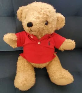 Ralph Lauren Teddy Bear Plush Red Polo Shirt Moveable Legs Arms 1990s RARE EUC - Picture 1 of 6