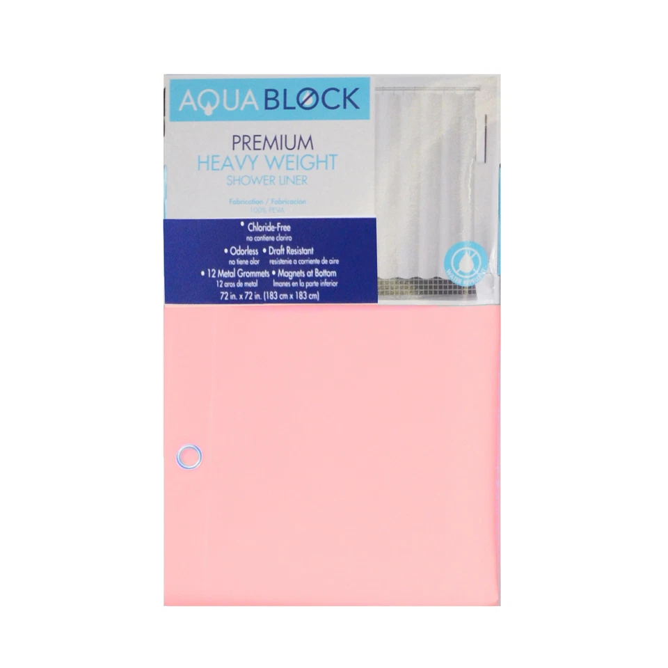 Revestimiento de cortina de ducha rosa pesado PEVA calibre 10: resistente al moho \ ojales\ imanes Foto 1 de 1