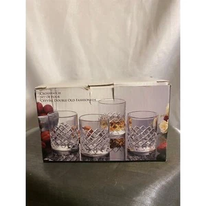 set 3 Shannon Hatch Collection by Godinger Crystal Double Old Fashioned Glasses - Picture 1 of 17