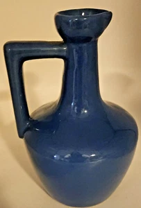 Vintage Right Angle Handle Ceramic Blue Jug Cruet 7" - Picture 1 of 6