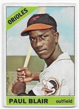 PAUL BLAIR 1966 Topps Baseball card #48 Baltimore Orioles FAIR