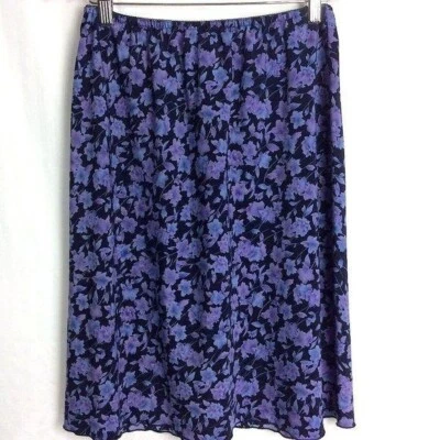 Norton McNaughton Flower Print Skirt All Elastic Waist Petites Women's L - Image 1 of 4