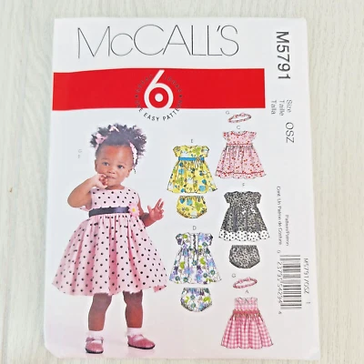 McCall's 6 Made Easy Pattern M5791 Baby's Dress Panties Headband Small-XL Uncut - Image 1 of 4