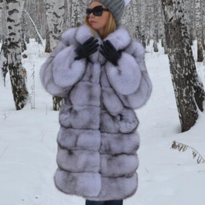 Fashion Women Real Fox Fur Coat Whole Skin Thick Overcoat Jackets Winter Outwear - Picture 1 of 6