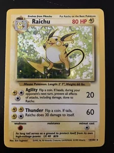 1999 Pokemon Card - Raichu 14/102 Base Set Holo Rare - Near Mint PSA Possible 10 - Picture 1 of 4