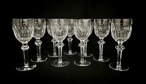 9 Waterford Crystal Curraghmore Claret Wine Goblets Ireland Knob Stem Signed 7" - Picture 1 of 9