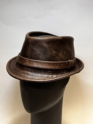 Jill Corbett pinch trilby brown  matte leather Handmade in UK  S/M/L/XL/XXL/XXXL - Image 1 of 4