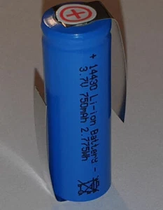 Batteria agli ioni di litio 14430 3,7V 750mAh Super-Cell 43mmx14mm con attacchi forma a Z - Foto 1 di 3
