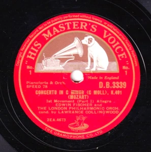 Fischer; Collingwood. Mozart (Piano concerto KV 491). HMV DB 3339-42 (4). NM(-) - Bild 1 von 1
