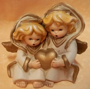 ANGELI CON CUORE ORO E BEIGE h 9 CM idea BOMBONIERA cod.5641 - Imagen 1 de 1
