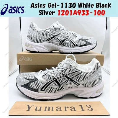Asics Gel-1130 bianco nero argento 1201A933-100 taglia uomo - Immagine 1 di 4