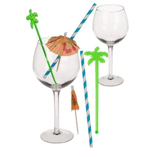 Cocktail Set 10tlg. Cocktailgläser Papierschirmchen Trinkhalm Untersetzer Rührer - Bild 1 von 2