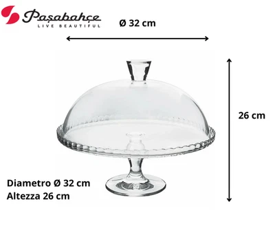 ALZATA IN VETRO PORTA DESSERT DOLCI CON CAMPANA DIAMETRO Ø 32 CM - Pasabahce - Immagine 1 di 4
