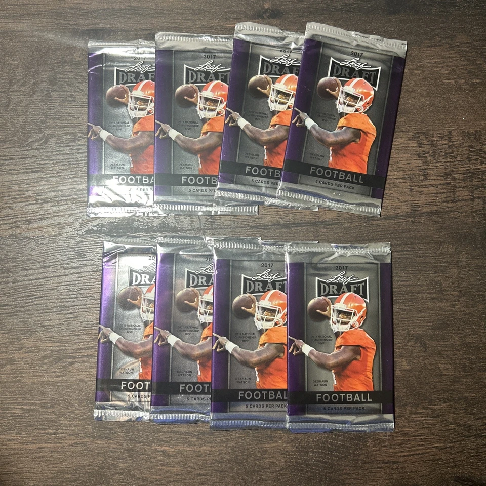 2017 Leaf Draft Football 8 Sealed Packs - Patrick Mahomes RC, McCaffrey RC - Image 1 of 1