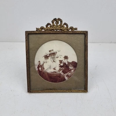 Cadre, bronze? laiton, doré, Portrait, Photo, Napoléon III, Ancien. Ruban  - Photo 1/4