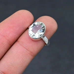 White Topaz Gemstone 925 Sterling Silver Ring Handmade Jewelry Ring For Gift - Picture 1 of 5