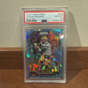 2020 Prizm Football - Aaron Rodgers - Blue Ice  - PSA MINT 10 Low Pop - Picture 1 of 2