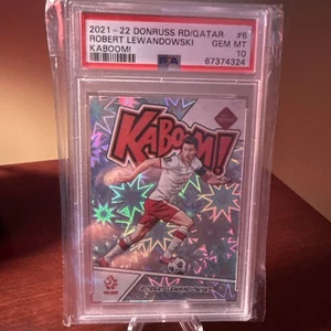 2021-22 Panini Donruss Camino a Qatar Kaboom Robert Lewandowski Polonia PSA 10 - Imagen 1 de 3
