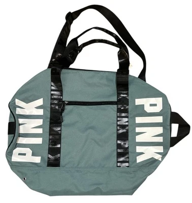 Bolso de fin de semana Victoria Secret rosa con logotipo azul y blanco Foto 1 de 4