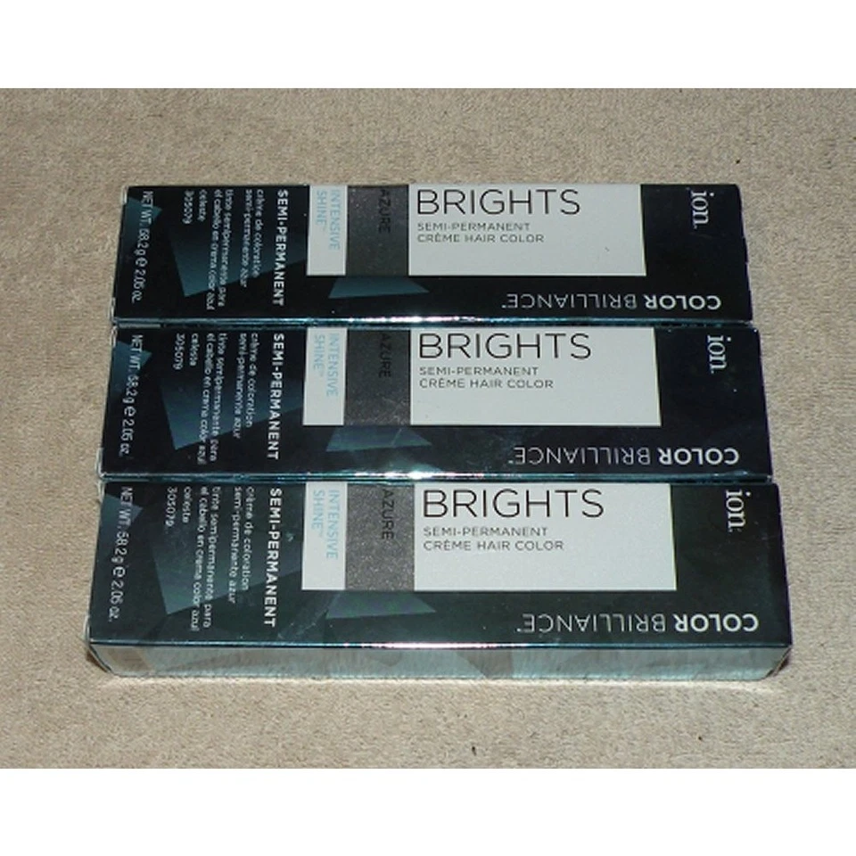 Lote 3 Ion Color Brilliance Semi-Permanent Brights Creme Cor de Cabelo Azure Blu Novo - Imagem 1 de 1