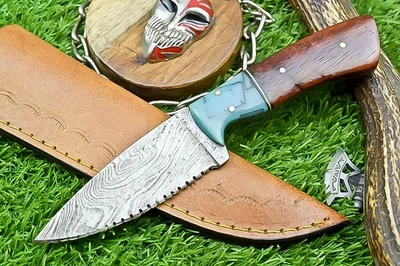 Faca de caça premium feita à mão em aço Damasco – Faca Bowie com bainha Z-21 - Imagem 1 de 4