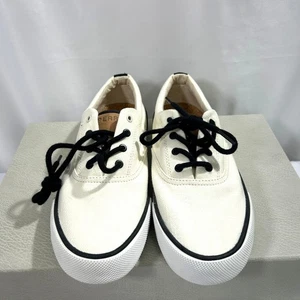Sperry Sea Cycled Striper II CVO Mens Sneakers White Size US 9 Textured Lace-Up - Picture 1 of 7
