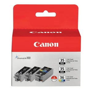 Canon PGI-35/CLI-36 Black And Tri-Color Ink Cartridges, Pack Of 3, 1509B007 - Picture 1 of 2