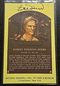 Bobby Doerr Signed Cooperstown HOF Plaque Postcard Auto Red Sox MLB - Picture 1 of 2