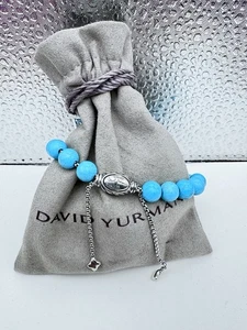 DAVID YURMAN Spiritual Bead Bracelet Sterling Silver with Turquoise Adjustable - Picture 1 of 5
