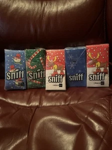 Vintage 1980er SNIFF Pocket Pack Lot 5 Packungen Taschentücher Weihnachten Urlaub LESEN - Bild 1 von 14