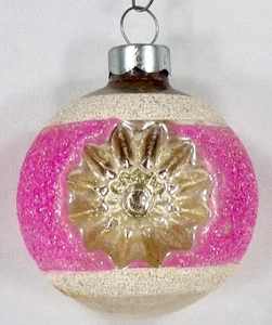 Brite lucido ornamento riflettore rientranza rosa argento sunburst glitter vintage #1298 - Foto 1 di 9