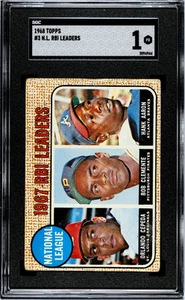 1968 Topps N. L. Rbi Leaders #3 Roberto Clemente Hank Aaron Orlando Cepeda SGC 1 - Picture 1 of 2